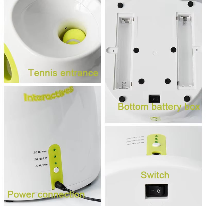 Automatic Ball Launcher Throwing Machine Dog Toys Interactive Tennis Pet Thrower with 3 Balls