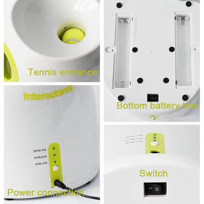 Automatic Ball Launcher Throwing Machine Dog Toys Interactive Tennis Pet Thrower with 3 Balls